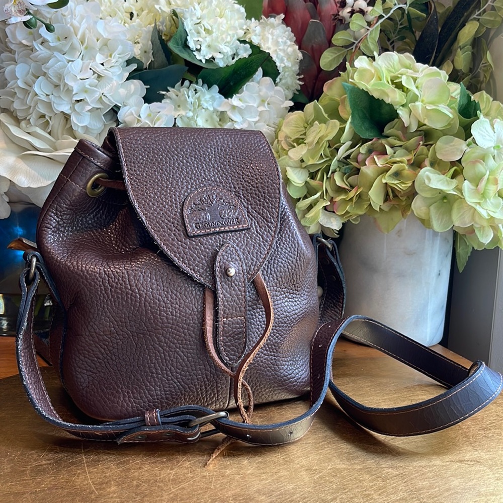 Groundcover Brown Leather Drawstring Crossbody | … - image 1